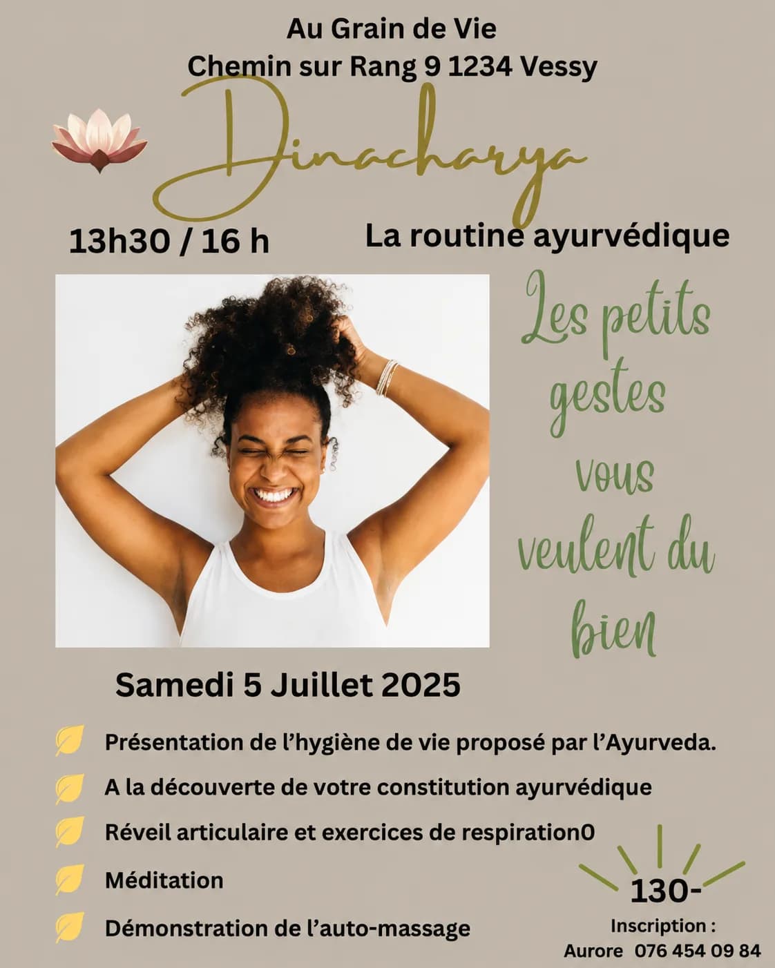 Prochain atelier/formation Dinacharya