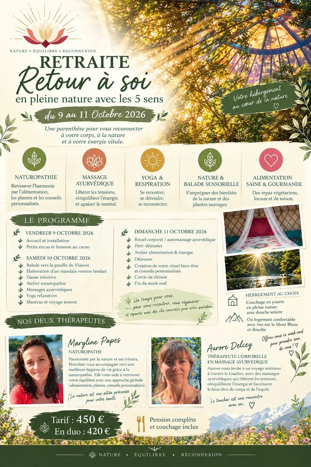 Week end 'Retour à soi' en pleine nature avec les 5 sens